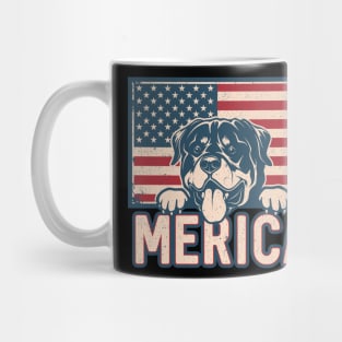 Rottweiler Dog Vintage American Flag Mug